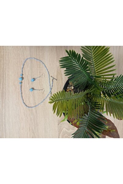 OEM Aquamarine necklace and earrings jewelry set