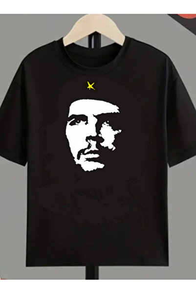TİMİSİVA Μπλουζάκι Unisex oversized GUEVARA44 με τύπωμα με κοντό μανίκι ΜΑΥΡΟ