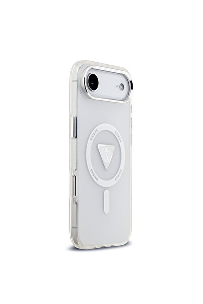 Guess iPhone 17 Air Case Licensed M-Safeli Iml Printed Triangle Logo Transparent with Metal Camera Frame