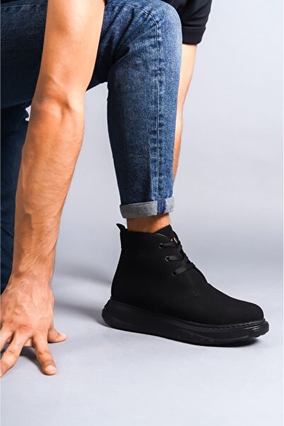 Lucy Shoes Slw204 Franca Lace-Up Suede Men's Sports Boots St - Black