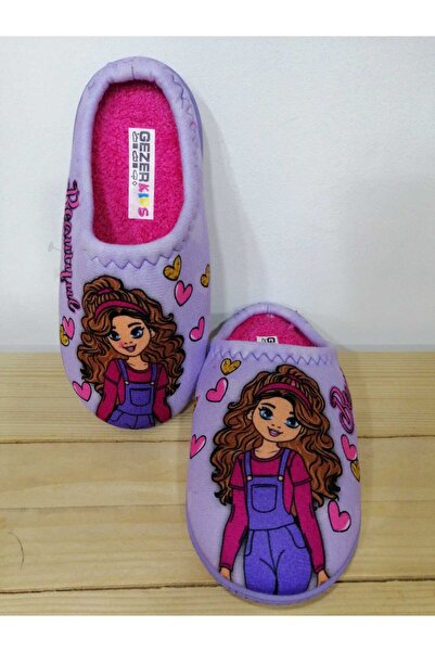 GEZER YENİ SEZON RAHAT TABAN KIZ ÇOCUK DESENLİ KIŞLIK EV TERLİĞİ