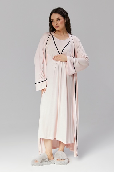 HAFSARA Biye Geçişli Pamuklu Sabahlıklı Lohusa Gecelik Takımı