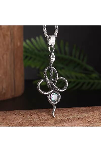 Viking قلادة من الفولاذ المقاوم للصدأ 316L بتصميم ثعبان عالي الجودة