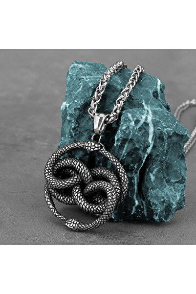 Viking قلادة من الفولاذ المقاوم للصدأ 316L بتصميم ثعبان عالي الجودة