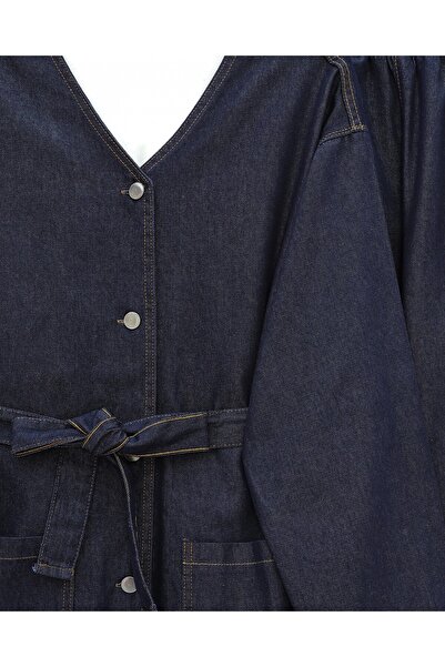 Modamorfo Buttoned Front Double Pocket Belted Denim Suit -K.Laci