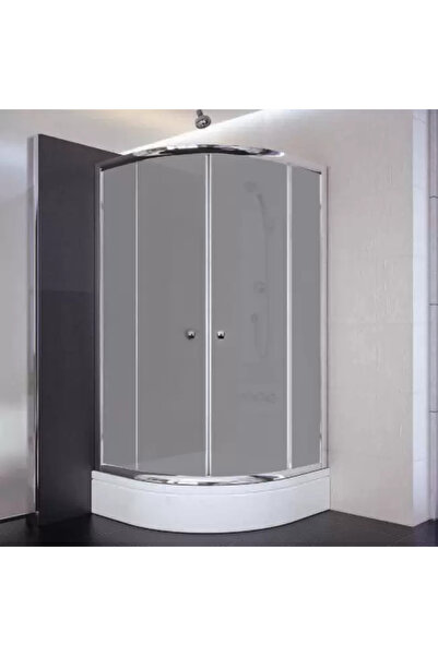 Sırduş 80x80x180 Oval Parlak Profil Komple Kumlu Cam Duş Kabini & 80x80x16 Panelli Duş Teknesi Set