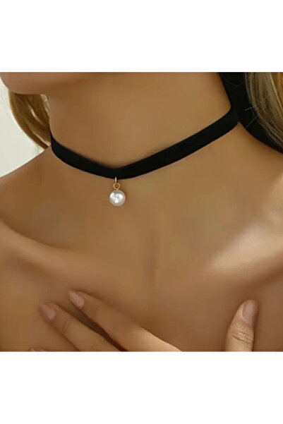 MYSTERY TAKI AKSESUAR Choker Elastic Elegant Pearl Necklace