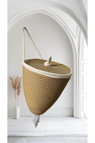 Tresshandicraft Covered (Straw-Ecru Color) Bag Holder, Bag Organizer