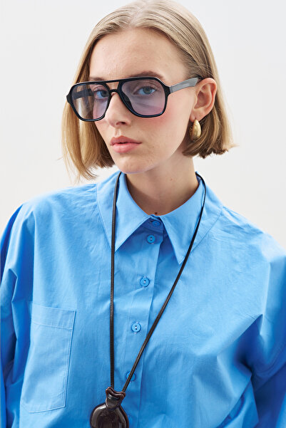 Manuka Crop Balon Form Shirt Blue