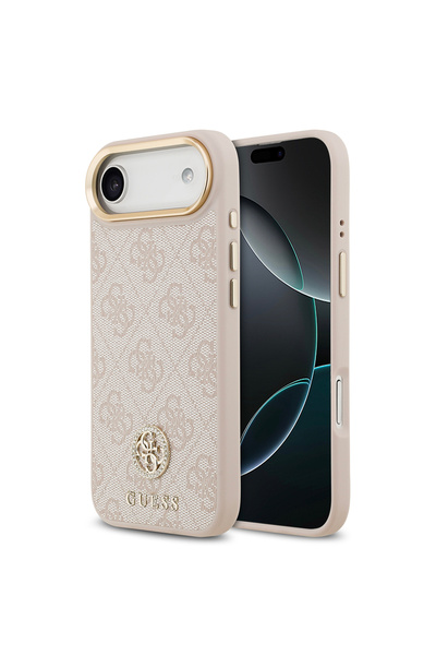Guess iPhone 17 Air Kılıf Lisanslı M-safe Şarjlı Gold Kamera Çerçeveli Taşlı ...