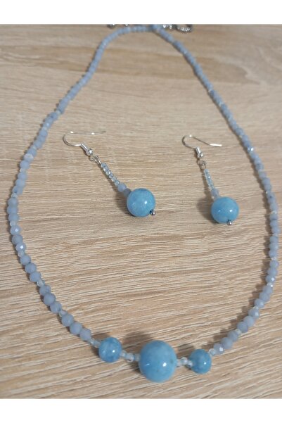 OEM Aquamarine necklace and earrings jewelry set