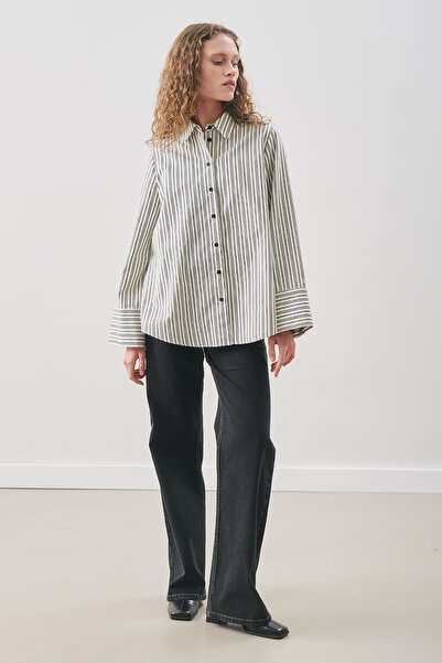 Manuka Oversized Striped Shirt Black Strip