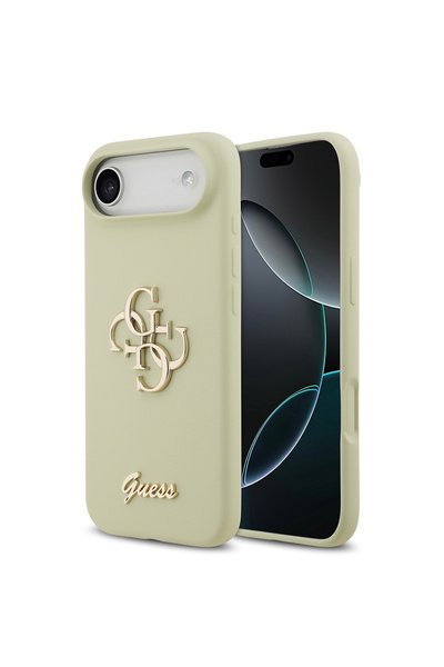 Guess iPhone 17 Air Compatible Case Original Licensed Grained Text Logo Cover Green