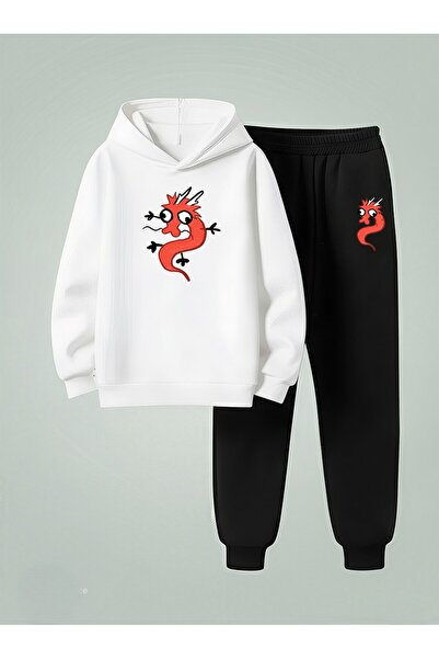 LORVEX Παιδικό Φούτερ - Σετ Φόρμας KITTEN DRAGON με στάμπα και 3 κλωστές