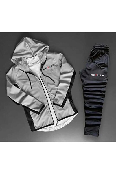 NOFLEN Men's Black Scuba Gray Bottom Top Tracksuit Set