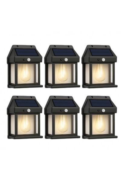 AXC Set 6 x Lampa Solara Vintage de exterior, Senzor de mișcare, 3 moduri de ...