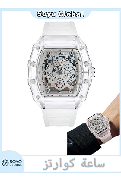 Soyo Global Men’s Barrel Dial Quartz Watch – Luminous Hands, Scratch-Resistant Mineral Glass, Rubber Strap