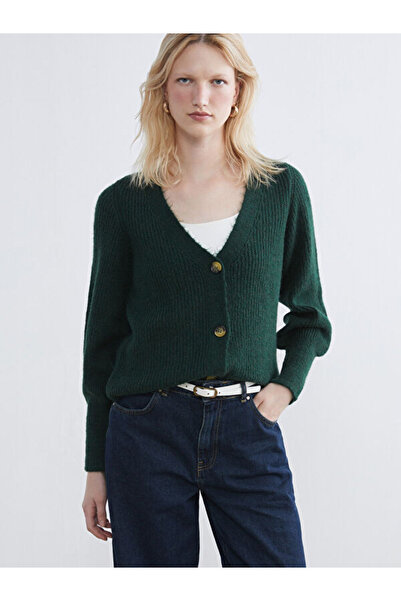 LC Waikiki V-Neck Balloon Sleeve Women's Knitwear Cardigan