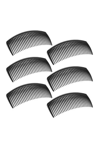 Sky Shine 6-Pack French Twist Side Hair Combs, 29 Teeth - Black