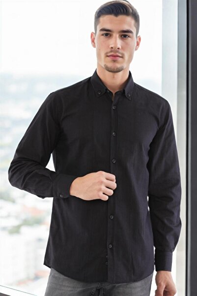 Dewberry G721 Men's Shirt-Dark Black