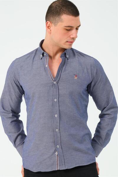 Dewberry G674 Men's Shirt-Denim Blue-3