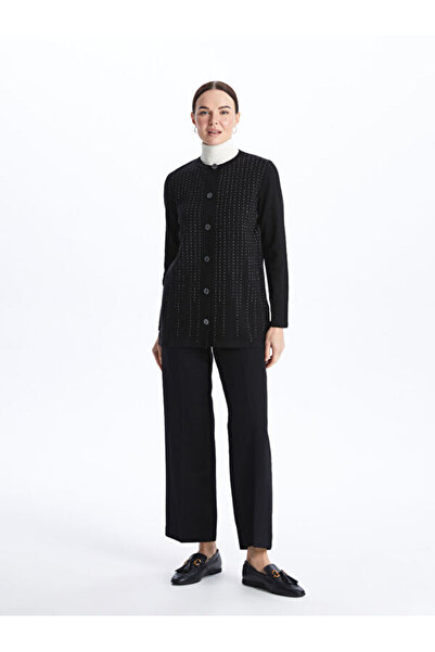 LC Waikiki Crew Neck Striped Women's Knitwear Cardigan