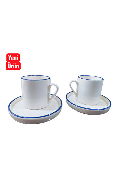 Ganita home Kahve Fincanı Zarif Mavi Renk Double Boy 2 Kişilik 4 parça