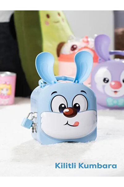 Teknoland Park Sevimli Mavi Tavşanlı Kilitli Çocuk Kumbara - Para Biriktirme ...