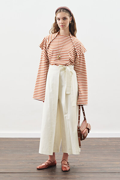 Manuka Stripe T-Shirt with Shawl Detail Tiles