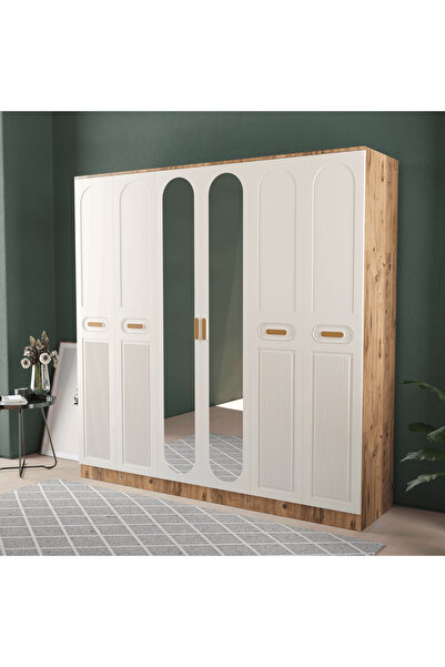 Teen & Bright PERA 6 KAPAKLI EKO BAZALI GARDIROP - MDF KAPAK