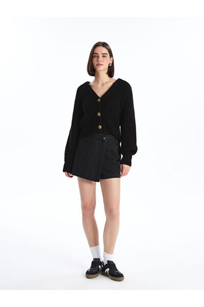 LC Waikiki Crew Neck Self Patterned Women's Knitwear Cardigan