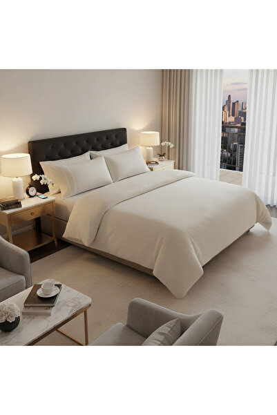 Brava Casa Pure Comfort Double Bed Linen, 6 Pieces, Fine, Immaculate Beige, Minimalist, BravaCasa