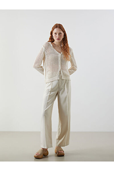 LC Waikiki Polo Neck Openwork Women's Knitwear Cardigan