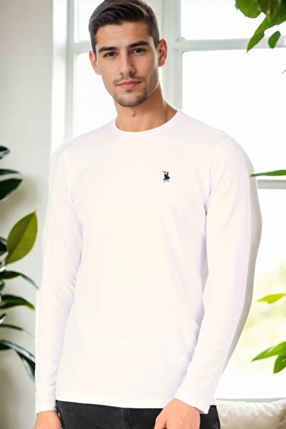 Dewberry T9588 Circular Neck Long Sleeve T-Shirt-White