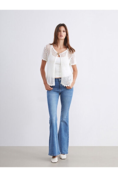 LC Waikiki Crew Neck Openwork Women's Knitwear Cardigan