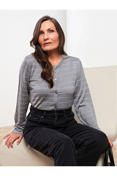 LC Waikiki Crew Neck Striped Long Sleeve Women's Cardigan