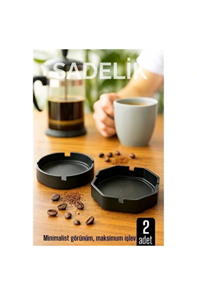 shopwave Набір з 2 вугільних пластикових попільничок - Настільна попільничка, що не ковзає, легка та стильна