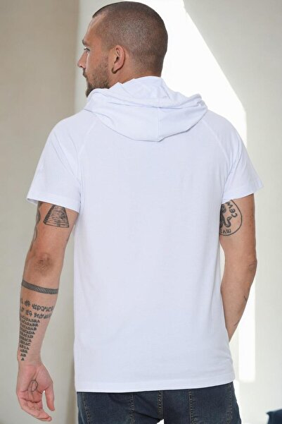 Dewberry T9570 Men's Hooded T-Shirt-White