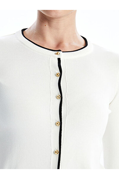 LC Waikiki Crew Neck Color Block Women's Knitwear Cardigan