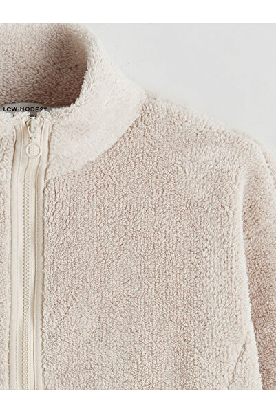 LC Waikiki Women's Fleece Cardigan with Stand Collar