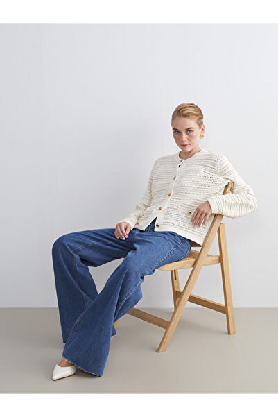 LC Waikiki Crew Neck Openwork Women's Knitwear Cardigan