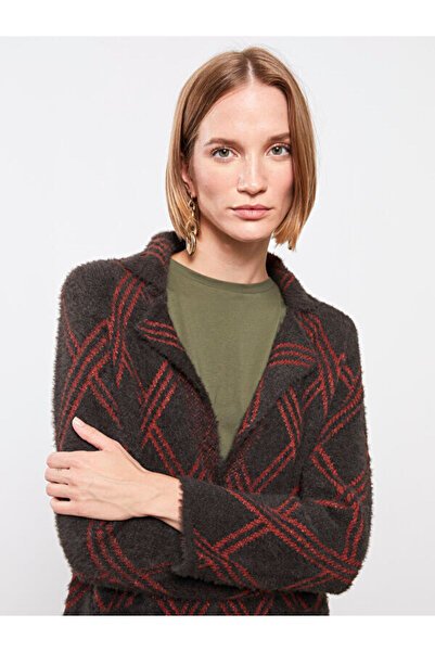 LC Waikiki Polo Collar Patterned Long Sleeve Women's Knitwear Cardigan