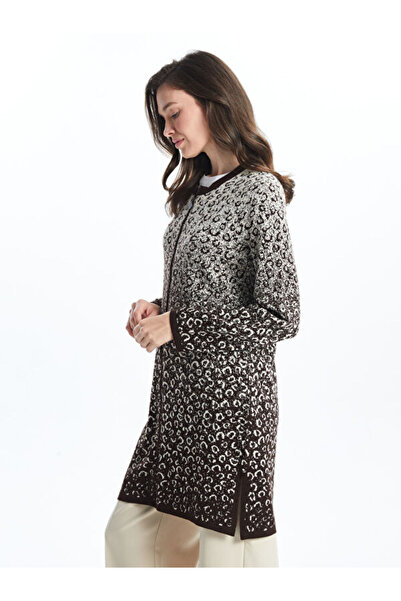 LC Waikiki Crew Neck Patterned Women's Knitwear Cardigan