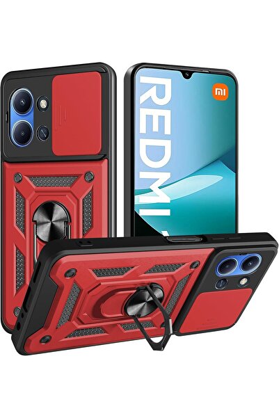 Rivor غطاء حماية متوافق مع هاتف شاومي ريدمي 15C مع حامل منزلق للكاميرا وحلقة ...