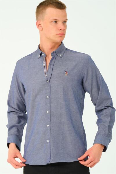 Dewberry G674 Men's Shirt-Denim Blue-2