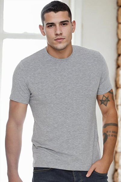 Dewberry T8569 Circular Neck Men's T-Shirt-Grey-2