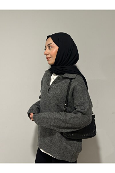 moda çağdaş Polo Yaka Düğmeli Triko Kazak