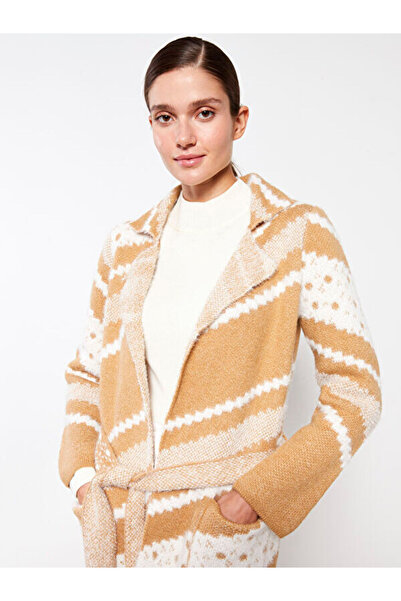 LC Waikiki Jacket Collar Patterned Long Sleeve Women's Knitwear Cardigan