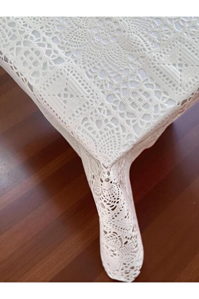 LİMAY Table Cloth - Lace Embroidery Looking - Transparent - Non Perforated - PVC