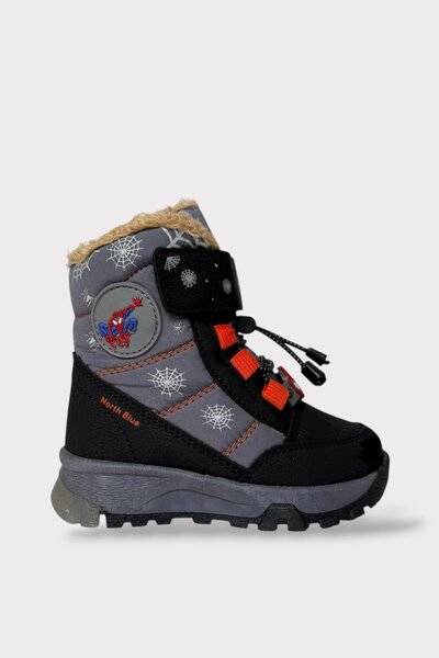 Liger Waterproof Cold-Proof Baby Kids Boots with Fur Inside Black - Orange